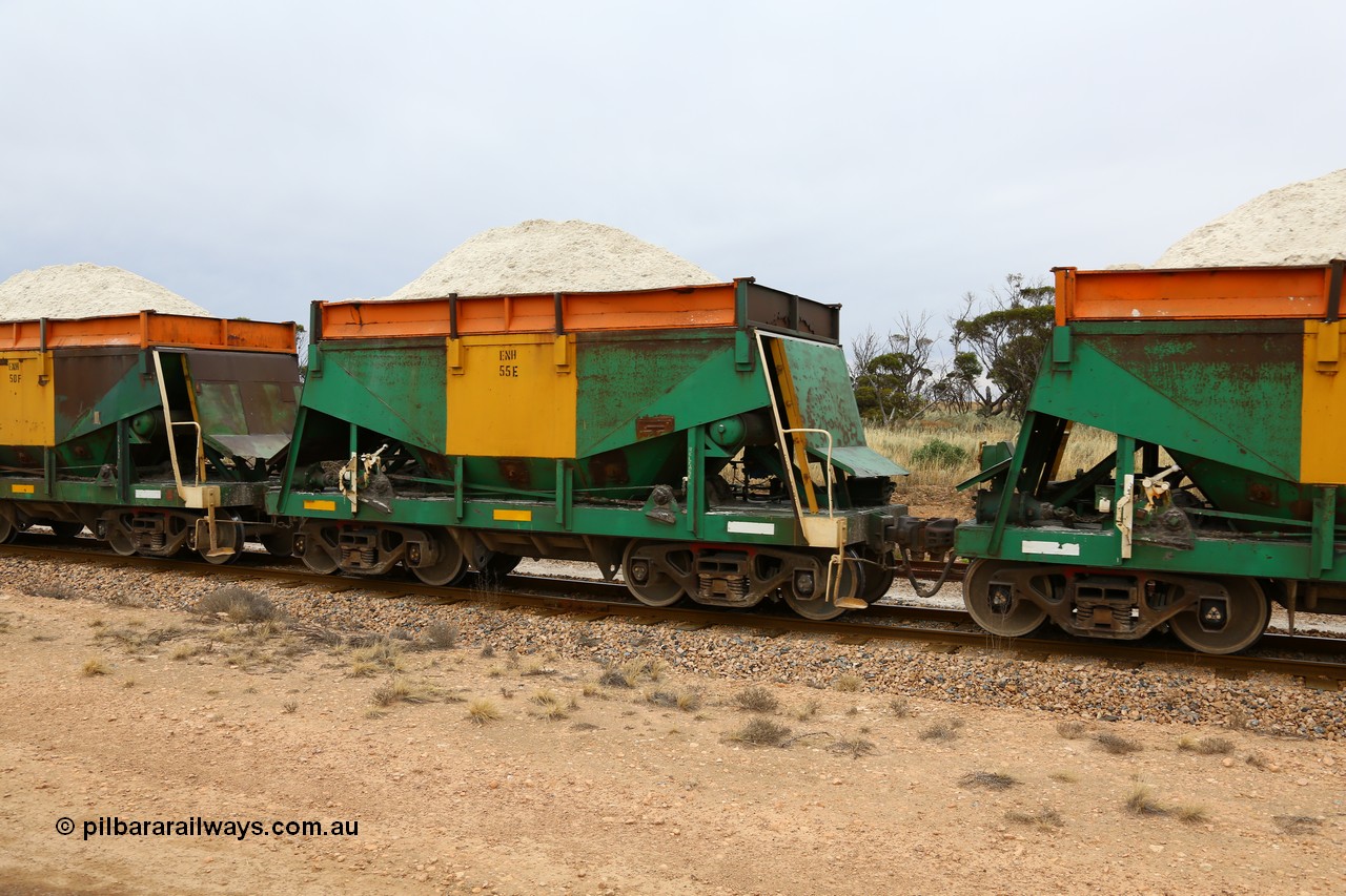 161109 1947
Moule, originally built by Kinki Sharyo as the NH type for the NAR in 1968, sent to Port Lincoln in 1978, then rebuilt and recoded ENH type in 1984, ENH 55 with hungry boards loaded with gypsum.
Keywords: ENH-type;ENH55;Kinki-Sharyo-Japan;NH-type;NH955;