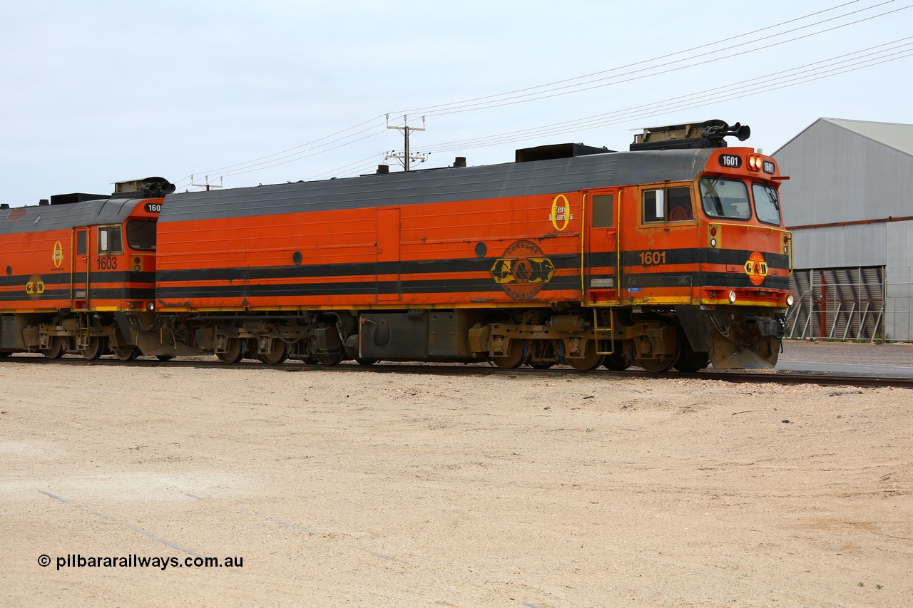 161109 1971
Thevenard, train 4DD4 rumbles across Bergmann Drive with lead unit Genesee & Wyoming locomotive Clyde Engineering EMD model JL22C unit 1601 serial 71-728, 1601 was originally built as the class leader of the NJ class NJ 1 and name 'Ben Chifley' and after starting life on the Central Australia line was transferred to the Eyre Peninsula in 1981.
Keywords: 1600-class;1601;Clyde-Engineering-Granville-NSW;EMD;JL22C;71-728;NJ-class;NJ1;