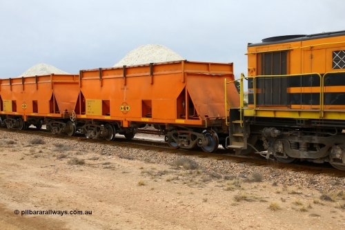 161109 1898
Moule, former BHP RSK type iron ore waggon, modified by G&W Port Lincoln to cart gypsum and coded RSG type, RSG 6, fitted with hungry boards and loaded with gypsum.
Keywords: RSG-type;RSG6;RSK-type;