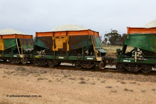 161109 1908
Moule, originally Kinki Sharyo built NHA type NHA 992 for the NAR in 1968, to EP Division 1978, rebuilt with extended sides for gypsum traffic and recoded to ENHA type ENHA 4 in 1984. Shows signs of heavy patching to the body, loaded with gypsum.
Keywords: ENHA-type;ENHA4;Kinki-Sharyo-Japan;NHA-type;NHA992;
