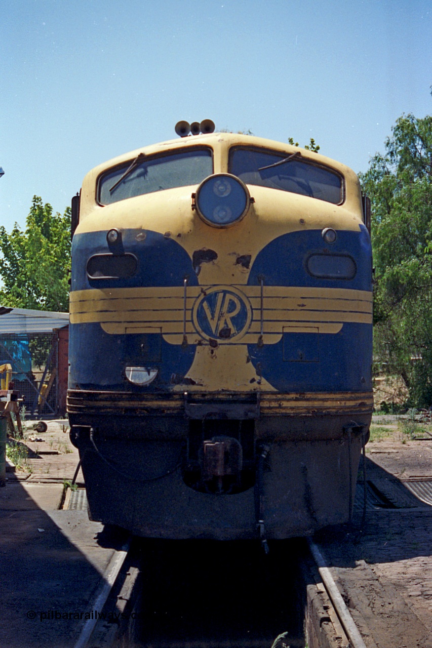 105-33
Seymour loco depot, ex-V/Line broad gauge S class S 303 'C J Latrobe' Clyde Engineering EMD model A7 serial 57-167 still in Victorian Railways livery under SRHC ownership.
Keywords: S-class;S303;Clyde-Engineering-Granville-NSW;EMD;A7;57-167;bulldog;