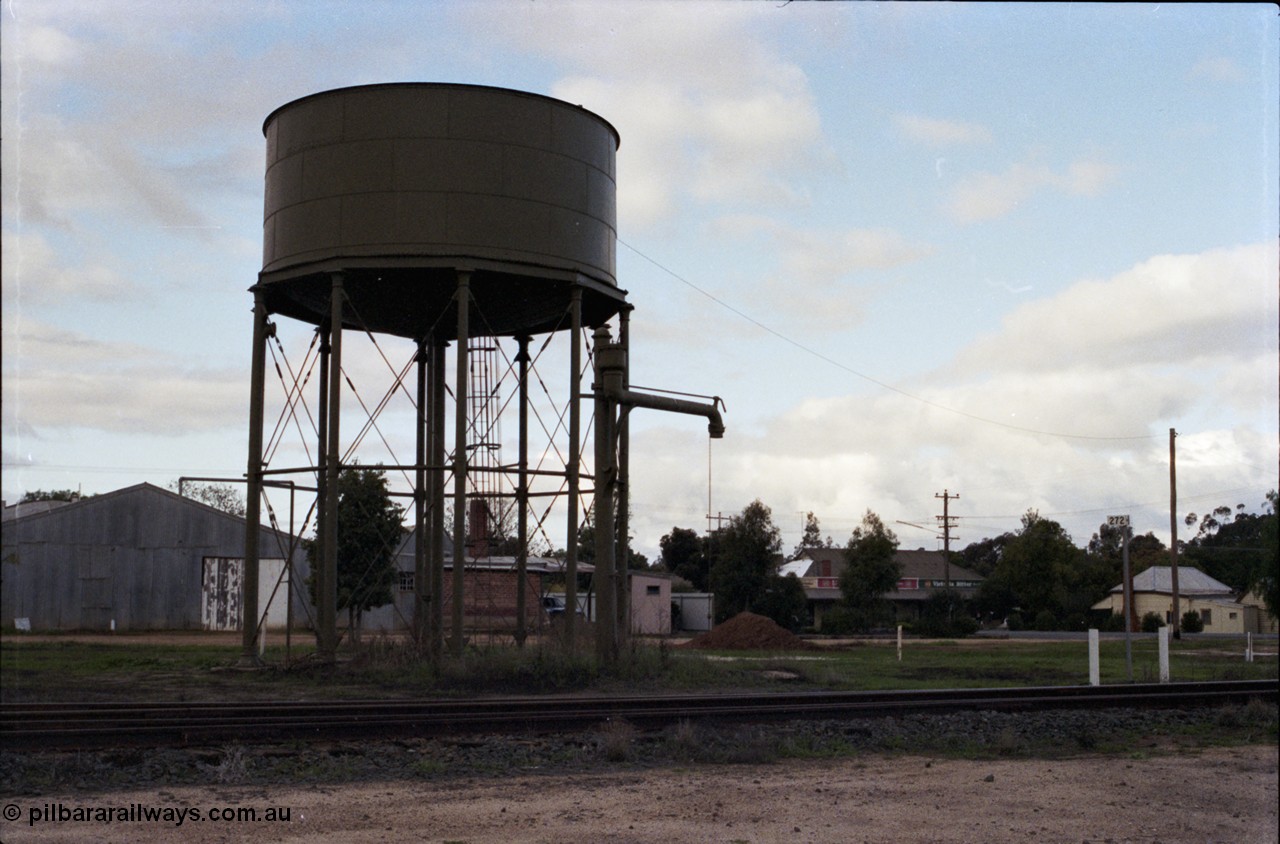 107-36
Mathoura water tower and standpipe, 272 km post at right.
