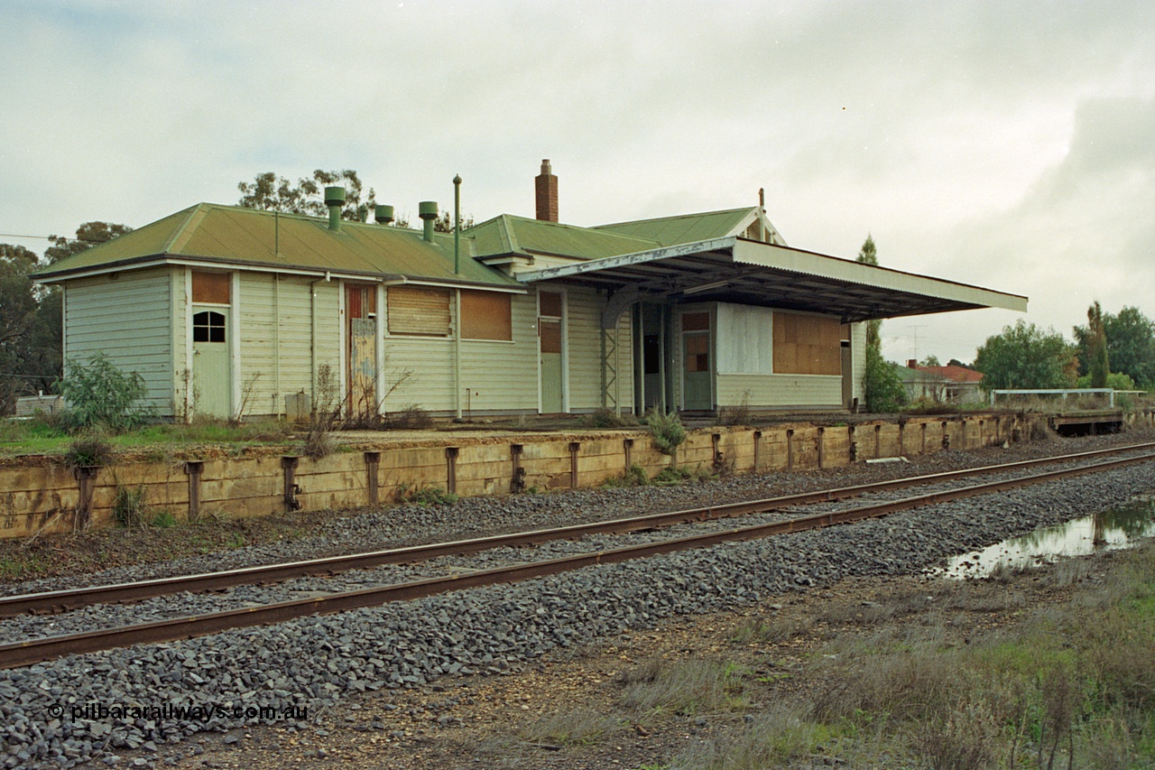 108-16
Toolamba station building and platform, track removed, opening in platform where signal box once stood.
