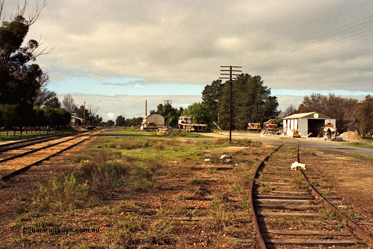 108-30
Tatura, station yard overview, looking south, station building, goods shed, super phosphate shed.
