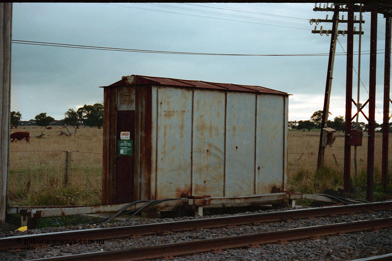 115-25
Somerton, opposite the broad gauge Siding A , interlocking cabinet, looking across broad gauge line, taken from yard.
