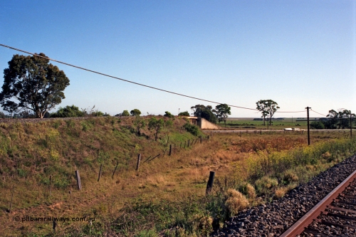 123-1-05
Stratford Junction, track view looking from Maffra line to Sale line, road bridge.
