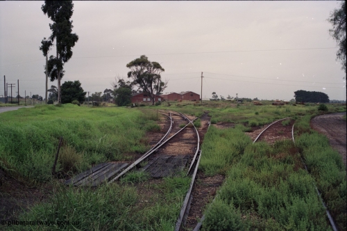 123-2-08
Maffra yard overview, looking towards brick sheds, Sidings A, Milk Co-Op buildings.
