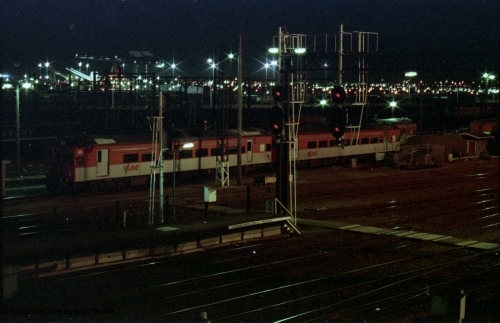 123-2-32
Spencer Street Station yard view, night shot, rail motor storage tracks, 3 broad gauge V/Line DRC class units.
Keywords: DRC-class;Tulloch-Ltd-NSW;
