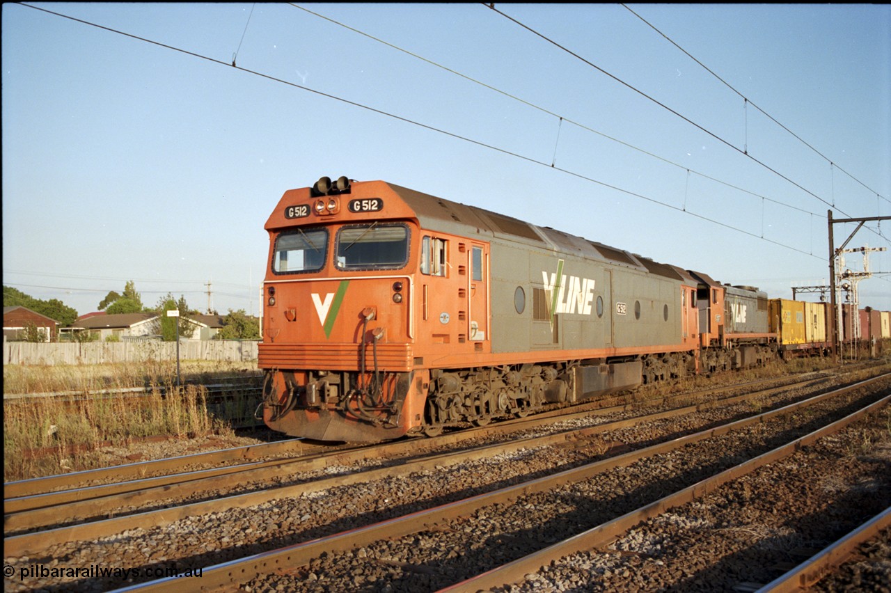 124-25
Sunshine V/Line down broad gauge Adelaide goods train with G class G 512 Clyde Engineering EMD model JT26C-2SS serial 84-1240 and X class Clyde Engineering EMD model G26C serial 75-798, crossing passenger lines
Keywords: G-class;G512;Clyde-Engineering-Rosewater-SA;EMD;JT26C-2SS;84-1240;