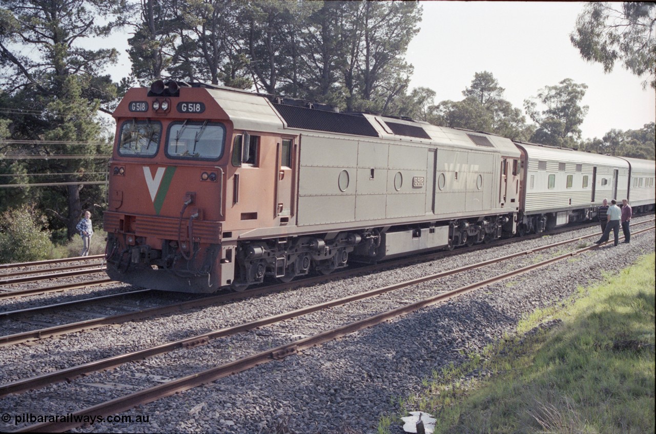 126-21
Broadford Loop, V/Line G class G 518 Clyde Engineering EMD model JT26C-2SS serial 85-1231, loco failure, up standard gauge pass Melbourne Express, passengers detrained, loco problems.
Keywords: G-class;G518;Clyde-Engineering-Rosewater-SA;EMD;JT26C-2SS;85-1231;