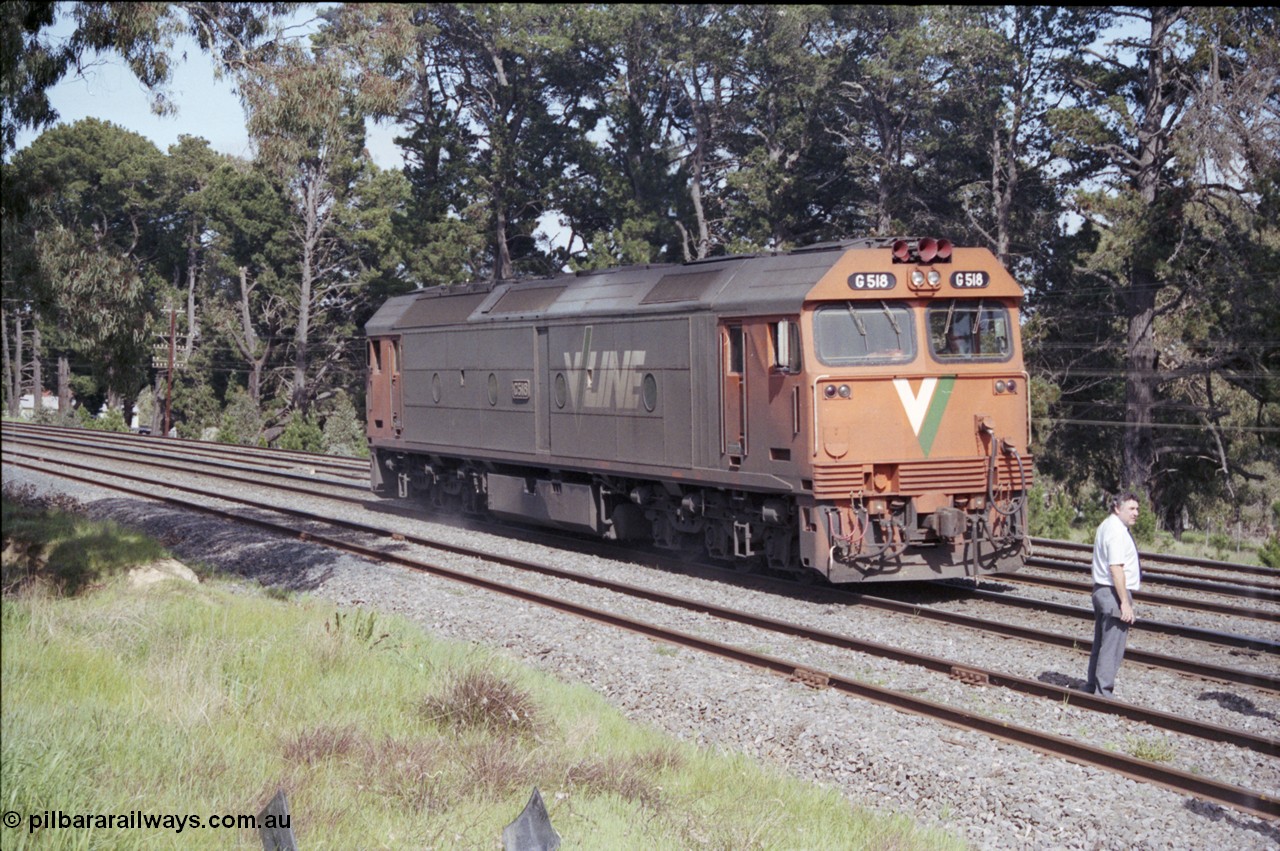 126-23
Broadford Loop, V/Line G class G 518 Clyde Engineering EMD model JT26C-2SS serial 85-1231, loco failure, up standard gauge pass Melbourne Express, loco cut off test running, passengers detrained.
Keywords: G-class;G518;Clyde-Engineering-Rosewater-SA;EMD;JT26C-2SS;85-1231;