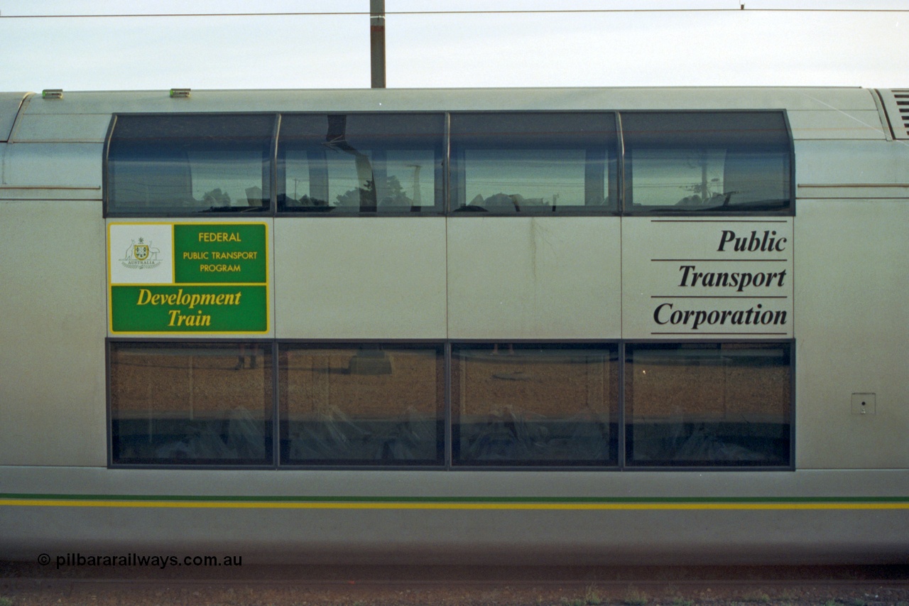 128-30
Nar Nar Goon, 4D (Double Deck Development and Demonstration), double deck suburban electric set, testing phase, double deck view of middle section.
Keywords: 4D;Double-Deck-Development-Demonstration-train;Goninan-NSW;Tangara;