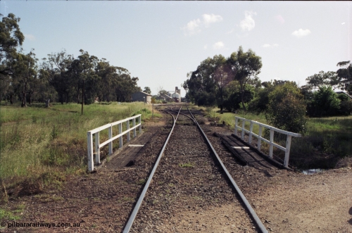 130-17
Rochester station yard overview, looking north, super phosphate sheds, Victorian Oat Pool grain shed, goods shed, silo complex.
