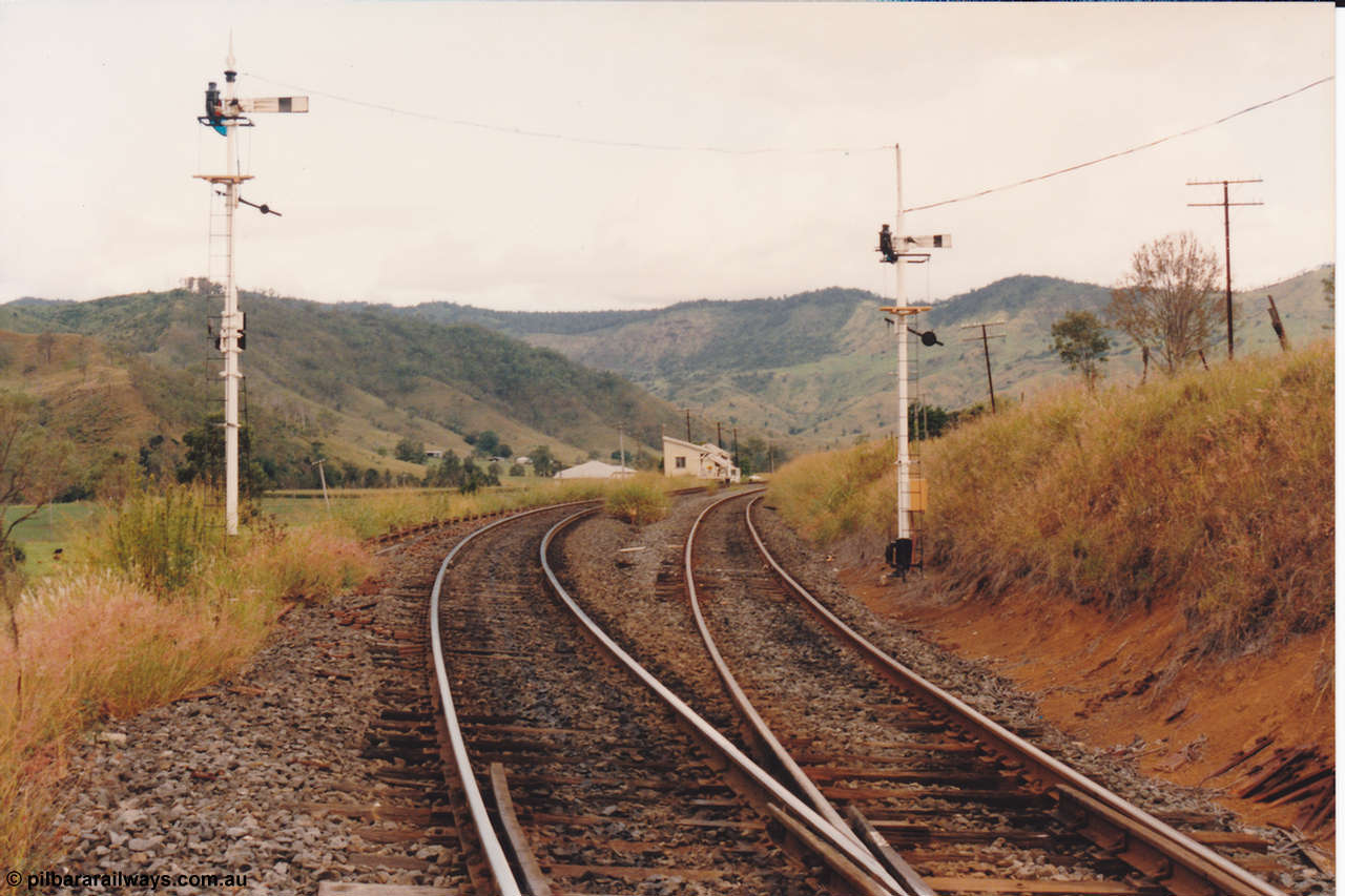 134-25
Glenapp, looking south from north end points, down departure signals, station in distance.
