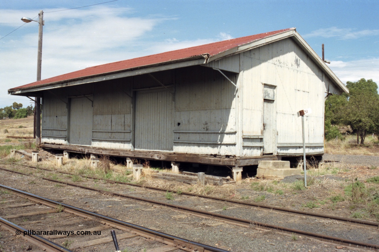 149-15
Bacchus Marsh goods shed, shows removed platform and 51 km post.
