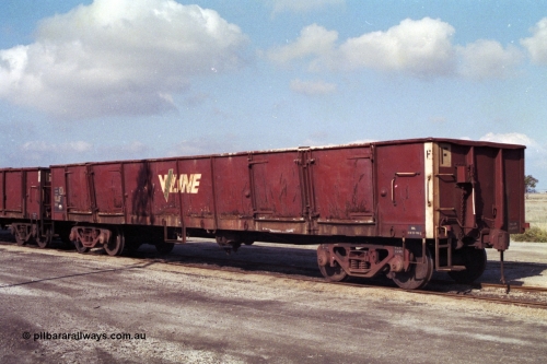 151-05
Gheringhap, broad gauge V/Line VOJF type bogie open gypsum waggon VOJF 24 in B Sidings awaiting unloading. The VOJF type waggons were conversions from ELF/ELX types, not much more is known on the histories.
Keywords: VOJF-type;VOJF24;