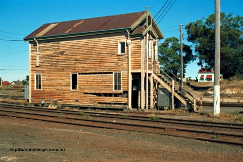 153-2-29
Ararat signal box, mainline in from of box, rear view from yard tracks.

