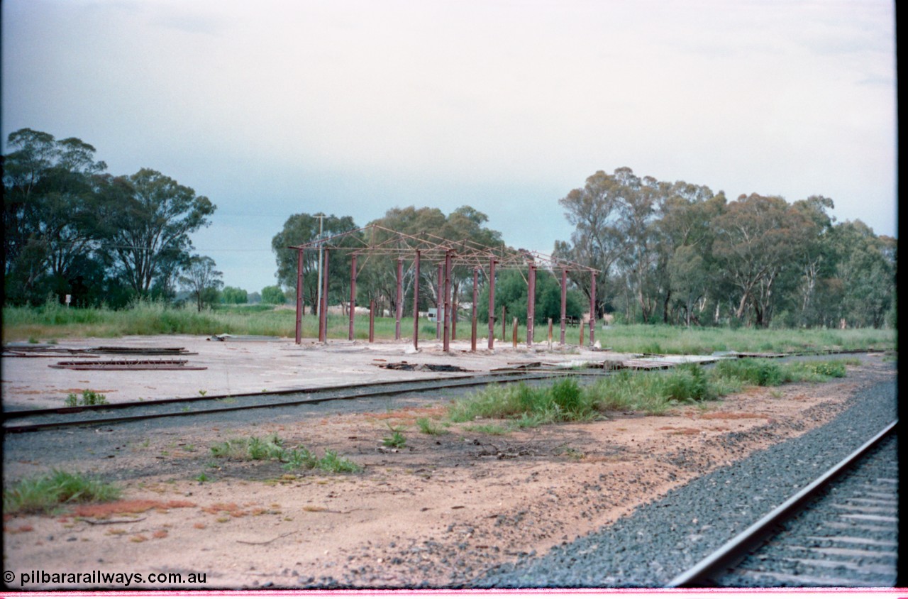 161-15
Yarroweyah, dismantled super phosphate shed frame, taken from mainline.
