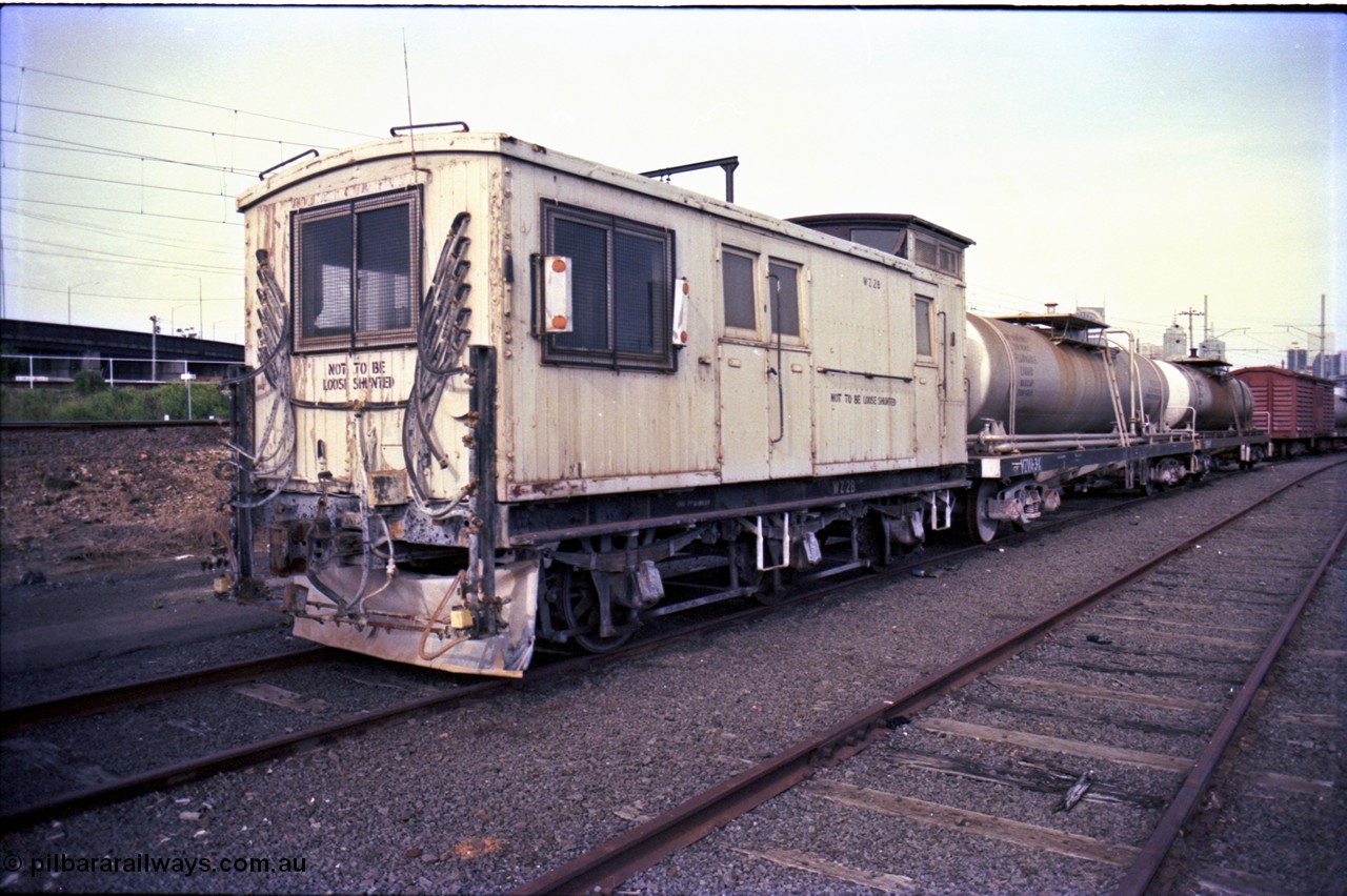 162-3-15
Melbourne Yard, PTC Open Day, V/Line broad gauge WZ type six wheel Weedex spray van WZ 2, converted in 1982 from ZL type six wheel guards van ZL 497, which started out as a Z type van Z 497 built at Newport by Ireland and Party in December 1914, coupled to two VZVA type bogie tank waggons and VZVA 247 louvre van.
Keywords: WZ-van;WZ2;Z-van;Z497;Ireland-&-Party;ZL-van;VZVA-type;VZVA3;