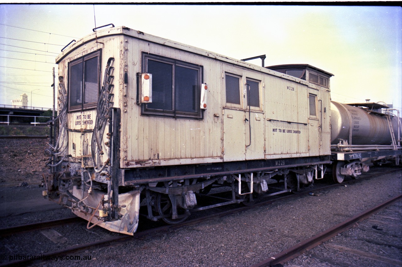 162-3-16
Melbourne Yard, PTC Open Day, V/Line broad gauge WZ type six wheel Weedex spray van WZ 2, converted in 1982 from ZL type six wheel guards van ZL 497, which started out as a Z type built at Newport by Ireland and Party in December 1914, coupled to VZVA type bogie tank waggon VZVA 3.
Keywords: WZ-van;WZ2;Z-van;Z497;Ireland-&-Party;ZL-van;VZVA-type;VZVA3;