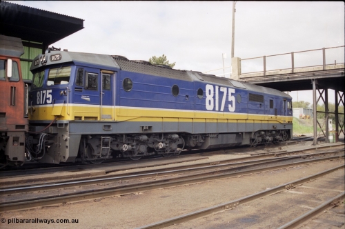 165-22
Albury loco depot fuel point, NSWSRA standard gauge 81 class loco 8175 Clyde Engineering EMD model JT26C-2SS serial 85-1094 in the new Freight Rail 'Stealth' livery.
Keywords: 81-class;8175;Clyde-Engineering-Kelso-NSW;EMD;JT26C-2SS;85-1094;