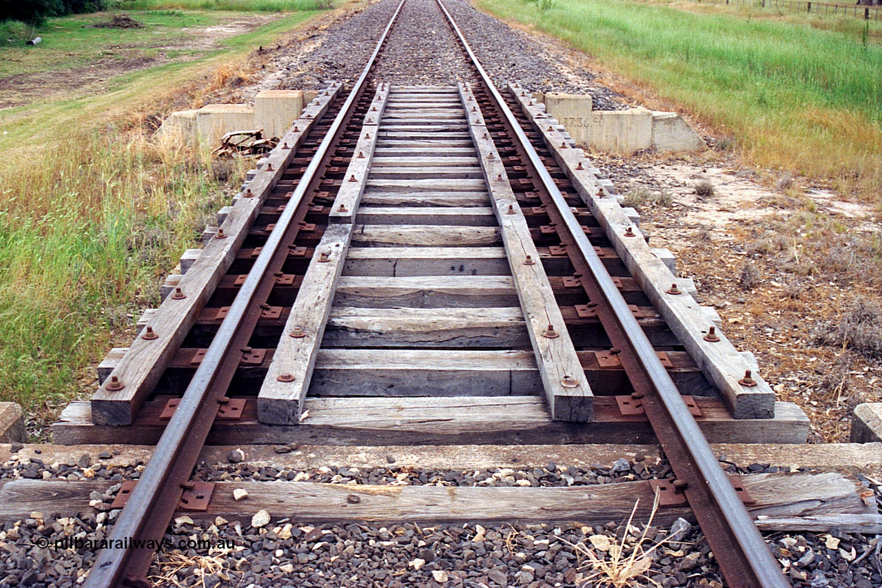 170-15
Devenish, track view of low level rail bridge on the southern end of station yard.
