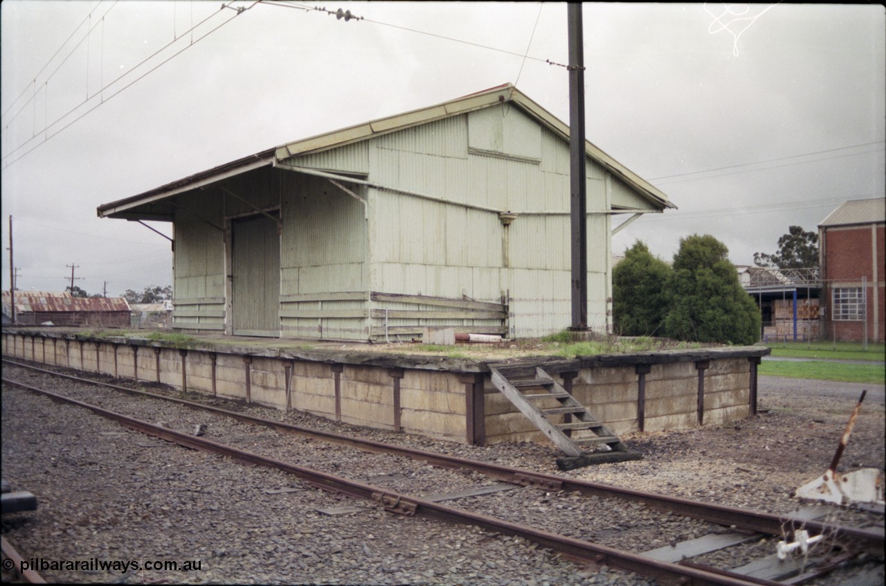 181-04
Trafalgar yard, loading platform and goods shed, point lever and locking bar just visible on edge of frame.
