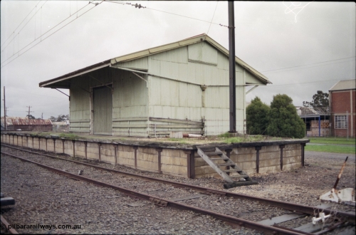 181-04
Trafalgar yard, loading platform and goods shed, point lever and locking bar just visible on edge of frame.
