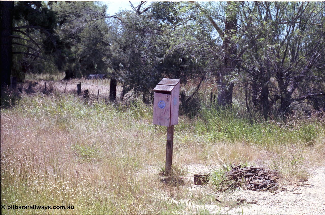 182-14
Murchison, fire extinguisher cabinet, near gangers shed.
