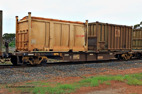 240401 4981
Kalgoorlie, Aurizon's 1029 Malcolm Freighter, waggon AQNY 32210, one of sixty two waggons built by Goninan WA in 1998 as the WQN type for Murrin Murrin container traffic loaded with two 20' sulphur containers a 25UA roll top Bis Deliver Every Day BICN 108400[0] and a 25U0 type hard top Bis Industries BISU 100084[6]. 1st of April 2024.
Keywords: AQNY-type;AQNY32210;Goninan-WA;WQN-type;