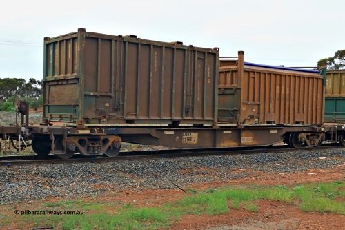 240401 4996
Kalgoorlie, Aurizon's 1029 Malcolm Freighter, waggon AQNY 32168, one of sixty two waggons built by Goninan WA in 1998 as the WQN type for Murrin Murrin container traffic loaded with two 20' sulphur containers, a 25U0 type hard top BISU 100017[3] and Bis Industries 55UA type roll top SBIU 200638[0]. April 1, 2024.
Keywords: AQNY-type;AQNY32168;Goninan-WA;WQN-type;