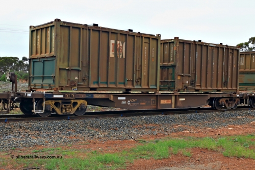 240401 4997
Kalgoorlie, Aurizon's 1029 Malcolm Freighter, waggon AQNY 32212, final member of the sixty two waggons built by Goninan WA in 1998 as WQN type for Murrin Murrin container traffic loaded with two 20' 25U0 type hard top sulphur containers, Bis Industries BISU 100096[0] and BISU 100046[6]. 1st of April 2024.
Keywords: AQNY-type;AQNY32212;Goninan-WA;WQN-type;