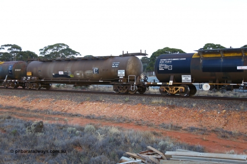 161116 5562
Binduli, empty Shell fuel train 4443, tank waggon ATBY 14592, built by Westrail Midland Workshops 1981 for Bain Leasing as type JPB, 82 kL, on narrow gauge as JPBA, then SG WJPB, note vacuum brake pipe and type F InterLock coupler.
Keywords: ATBY-type;ATBY14592;Westrail-Midland-WS;JPB-type;JPBA-type;WJPB-type;