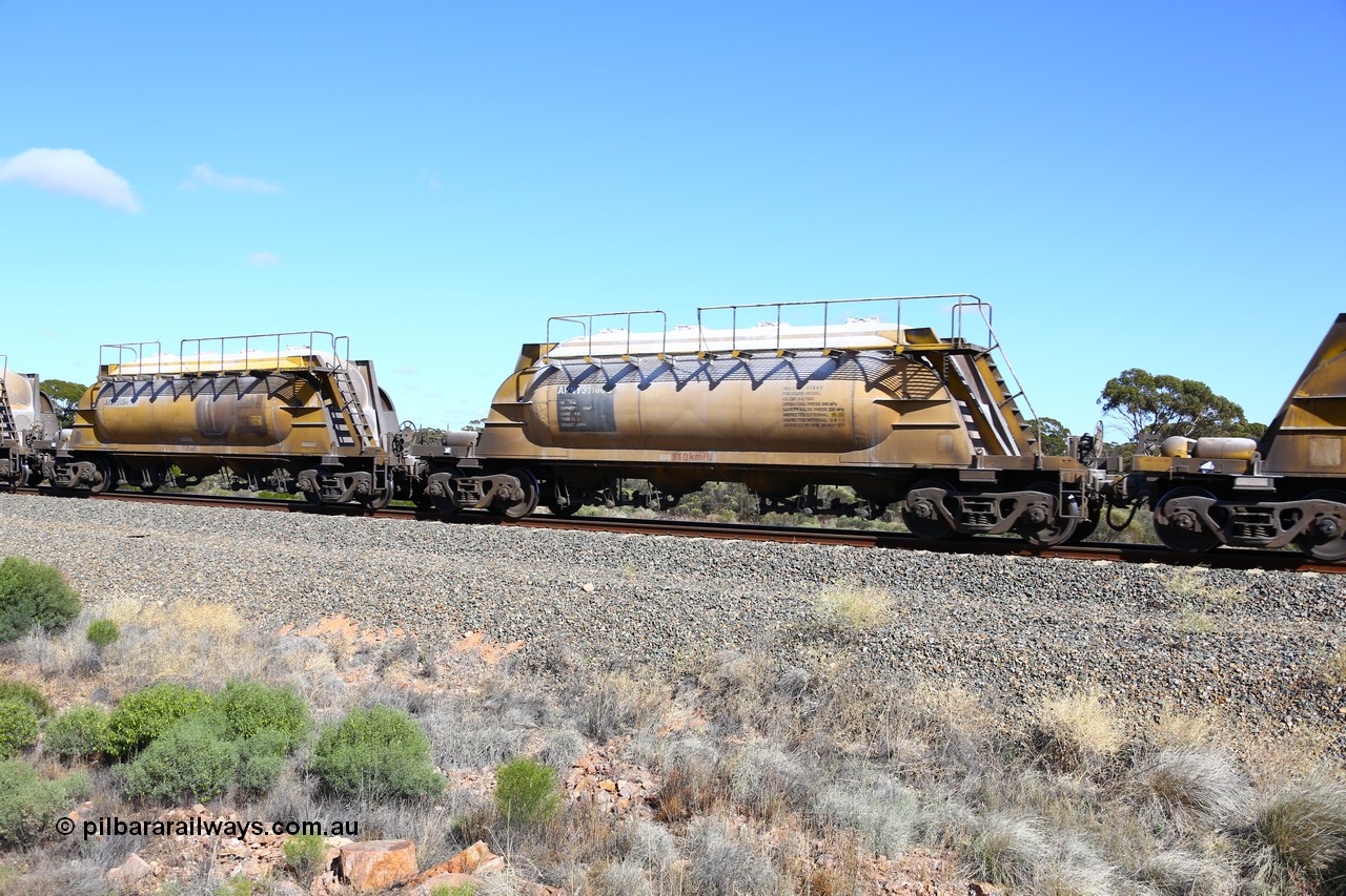 161111 2461
Binduli, Kalgoorlie Freighter train 5025, waggon APNY 31166, last of four built by Westrail Midland Workshops in 1978 as WNA type pneumatic discharge nickel concentrate waggon, WAGR built and owned copies of the AE Goodwin built WN waggons for WMC.
Keywords: APNY-type;APNY31166;Westrail-Midland-WS;WNA-type;