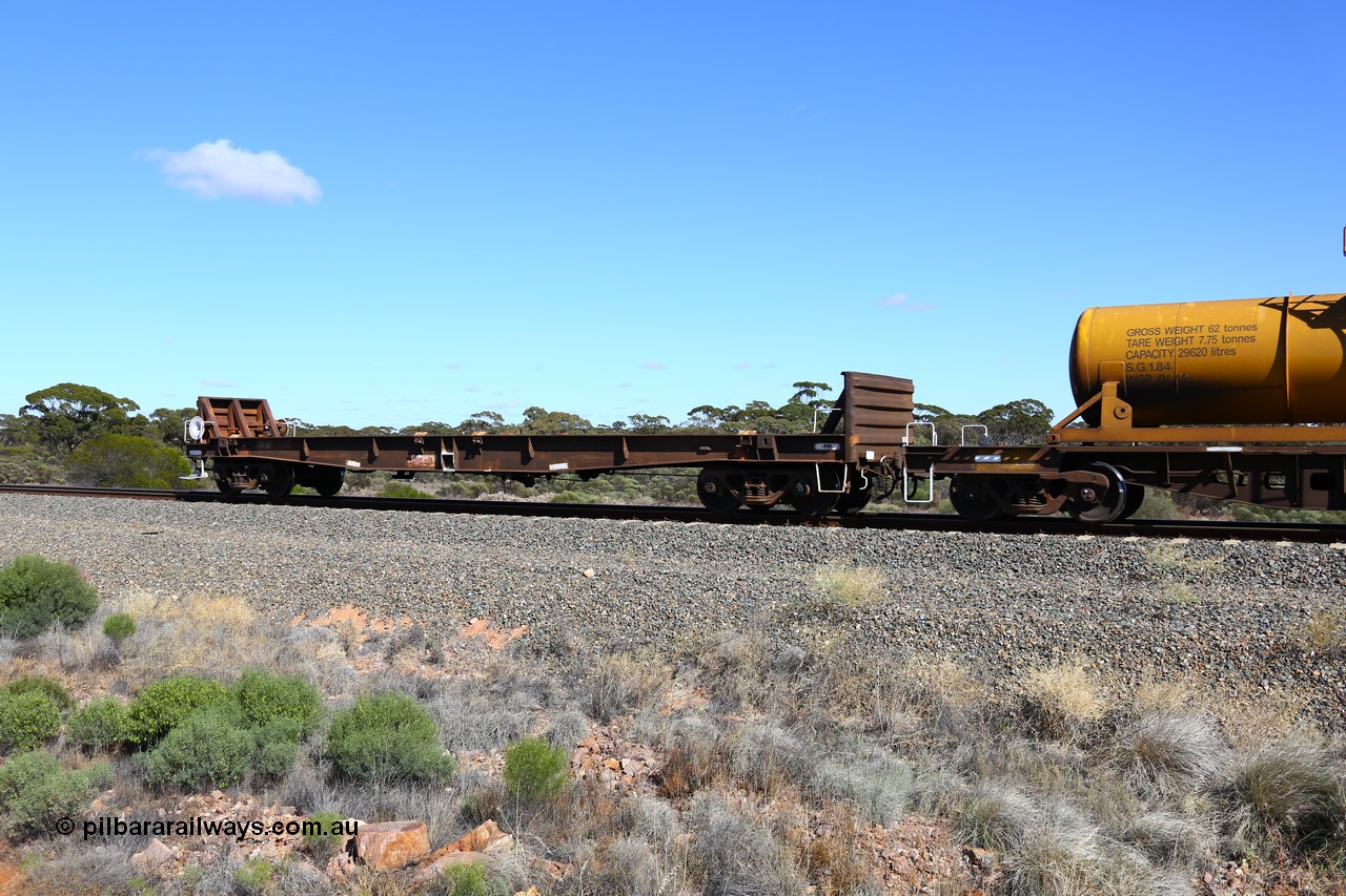 161111 2538
Binduli, Kalgoorlie Freighter train 5025, waggon AZDY 30705, one of about fourteen WBAX vans converted to AZDY type sodium cyanide container waggon, originally built by WAGR Midland Workshops as one of seventy five WV/X type covered vans in 1967-68, converted late 1988/9 to WQDF.
Keywords: AZDY-type;AZDY30705;WAGR-Midland-WS;WVX-type;WBAX-type;WQDF-type;WQDY-type;