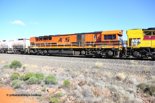 161111 2453
Binduli, Kalgoorlie Freighter train 5025, Clyde Engineering EMD model GT64C Q class unit Q 4005 serial 97-1458 renumbered from Q 305.
Keywords: Q-class;Q4005;Clyde-Engineering-Forrestfield-WA;EMD;GT46C;97-1458;Q305;
