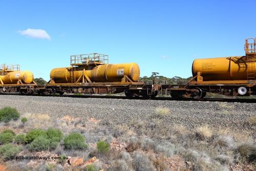 161111 2521
Binduli, Kalgoorlie Freighter train 5025, waggon AQHY 30095 with sulphuric acid tank CSA 0125, originally built by the WAGR Midland Workshops in 1964/66 as a WF type flat waggon, then in 1997, following several recodes and modifications, was one of seventy five waggons converted to the WQH type to carry CSA sulphuric acid tanks between Hampton/Kalgoorlie and Perth/Kwinana.
Keywords: AQHY-type;AQHY30095;WAGR-Midland-WS;WF-type;WFP-type;WFDY-type;WFDF-type;RFDF-type;WQH-type;