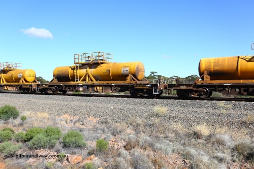 161111 2527
Binduli, Kalgoorlie Freighter train 5025, waggon AQHY 30098 with sulphuric acid tank CSA 0127, originally built by the WAGR Midland Workshops in 1964/66 as a WF type flat waggon, then in 1997, following several recodes and modifications, was one of seventy five waggons converted to the WQH type to carry CSA sulphuric acid tanks between Hampton/Kalgoorlie and Perth/Kwinana.
Keywords: AQHY-type;AQHY30098;WAGR-Midland-WS;WF-type;WMA-type;WFW-type;WFDY-type;WFDF-type;RFDF-type;WQH-type;