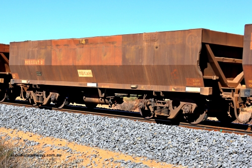 240328 2802
WOE type iron ore waggon WOE 33247 is one of a batch of twenty seven built by Goninan WA between September and October 2002 with serial number 950103-014 and fleet number 746, in Mineral Resources traffic 5040 empty Mount Walton iron ore train. March 28, 2024.
Keywords: WOE-type;WOE33247;Goninan-WA;950103-014;