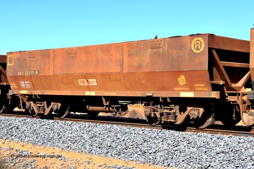 240328 2841
WOE type iron ore waggon WOE 33372 is one of a batch of one hundred and forty one built by United Goninan WA between November 2005 and April 2006 with serial number 950142-077 and fleet number 871 only just visible, in Mineral Resources traffic 5040 empty Mount Walton iron ore train. March 28, 2024.
Keywords: WOE-type;WOE33372;United-Goninan-WA;950142-077;