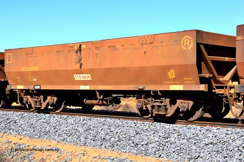 240328 2847
WOE type iron ore waggon WOE 33693 is from a batch of two hundred and twenty seven built by UGL Rail WA between from 08-2011 and 02-2012 of the current style of 82.5 tonne load capacity WOE class waggons and fleet number 7104, in Mineral Resources traffic 5040 empty Mount Walton iron ore train. March 28, 2024.
Keywords: WOE-type;WOE33693;UGL-Rail-WA;R0067-105;