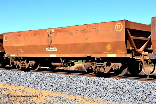 240328 2871
WOE type iron ore waggon WOE 33628 is from a batch of two hundred and twenty seven built by UGL Rail WA between from 08-2011 and 02-2012 of the current style of 82.5 tonne load capacity WOE class waggons and had fleet number 7039, in Mineral Resources traffic 5040 empty Mount Walton iron ore train. March 28, 2024.
Keywords: WOE-type;WOE33628;UGL-Rail-WA;R0067-040;