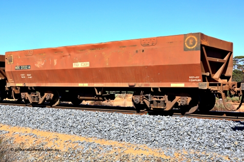 240328 2916
WOE type iron ore waggon WOE 31132 is one of a batch of one hundred and thirty built by Goninan WA between March and August 2001 with serial number 950092-122 and had fleet number 714 before being repainted brown, in Mineral Resources traffic 5040 empty Mount Walton iron ore train. March 28, 2024.
Keywords: WOE-type;WOE31132;Goninan-WA;950092-122;