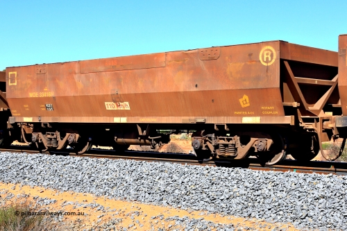 240328 2928
WOE type iron ore waggon WOE 33416 is one of a batch of one hundred and forty one built by United Group Rail WA between November 2005 and April 2006 with serial number 950142-121 and fleet number 8915, in Mineral Resources traffic 5040 empty Mount Walton iron ore train. March 28, 2024.
Keywords: WOE-type;WOE33416;United-Group-Rail-WA;950142-121;