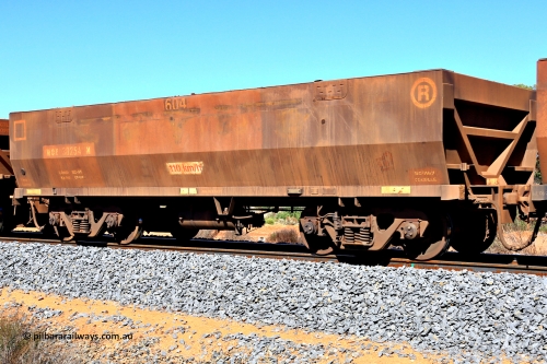 240328 2949
WOE type iron ore waggon WOE 30254 is one of a batch of one hundred and thirty built by Goninan WA between March and August 2001 with serial number 950092-004 and fleet number 604, in Mineral Resources traffic 5040 empty Mount Walton iron ore train. March 28, 2024.
Keywords: WOE-type;WOE30254;Goninan-WA;950092-004;