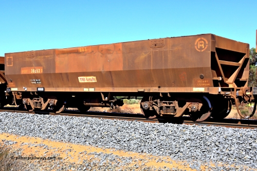 240328 2961
WOE type iron ore waggon WOE 30253 is one of a batch of one hundred and thirty built by Goninan WA between March and August 2001 with serial number 950092-003 and fleet number 603, in Mineral Resources traffic 5040 empty Mount Walton iron ore train. March 28, 2024.
Keywords: WOE-type;WOE30253;Goninan-WA;950092-003;