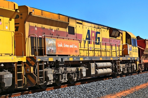 240328 2971
Loaded Koolyanobbing iron ore train 5041 runs south at Hampton with Aurizon's AC class loco AC 4302 with serial number R-0006-04 / 09-373 is a UGL Rail Broadmeadow NSW built GE model C43ACi and still in ARG livery trailing an ACC and another AC with 126 waggons of MHLY and MHPY types. March 28, 2024.
Keywords: AC-class;AC4302;UGL-Rail-NSW;GE;C43ACi;R-0006-04/09-373;