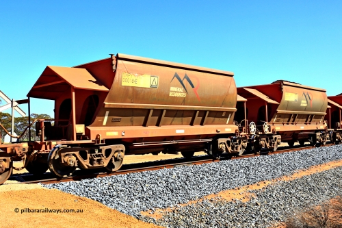 240328 3005
Loaded Koolyanobbing iron ore train 5041 with Mineral Resources Ltd MHPY type iron ore waggons MHPY 00018 and MHPY 00017 built by CSR Yangtze Co China with serial numbers 2014 / 382-18 and 2014 / 382-17 in 2014 as a batch of 382 pairs, these bottom discharge hopper waggons are operated in 'married' pairs. March 28, 2024.
Keywords: MHPY-type;MHPY00018;2014/382-18;MHPY00017;2014/382-17;CSR-Yangtze-Rolling-Stock-Co-China;
