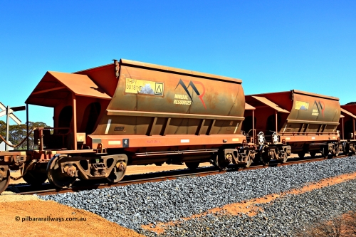 240328 3030
Loaded Koolyanobbing iron ore train 5041 with Mineral Resources Ltd MHPY type iron ore waggons MHPY 00181 and MHPY 00182 built by CSR Yangtze Co China with serial numbers 2014 / 382-181 and 2014 / 382-182 in 2014 as a batch of 382 pairs, these bottom discharge hopper waggons are operated in 'married' pairs. March 28, 2024.
Keywords: MHPY-type;MHPY00181;2014/382-181;MHPY00182;2014/382-182;CSR-Yangtze-Rolling-Stock-Co-China;