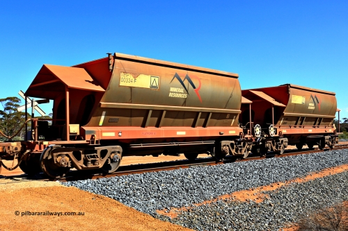240328 3034
Loaded Koolyanobbing iron ore train 5041 with Mineral Resources Ltd MHPY type iron ore waggons MHPY 00334 and MHPY 00333 built by CSR Yangtze Co China with serial numbers 2014 / 382-334 and 2014 / 382-333 in 2014 as a batch of 382 pairs, these bottom discharge hopper waggons are operated in 'married' pairs. March 28, 2024.
Keywords: MHPY-type;MHPY00334;2014/382-334;MHPY00333;2014/382-333;CSR-Yangtze-Rolling-Stock-Co-China;